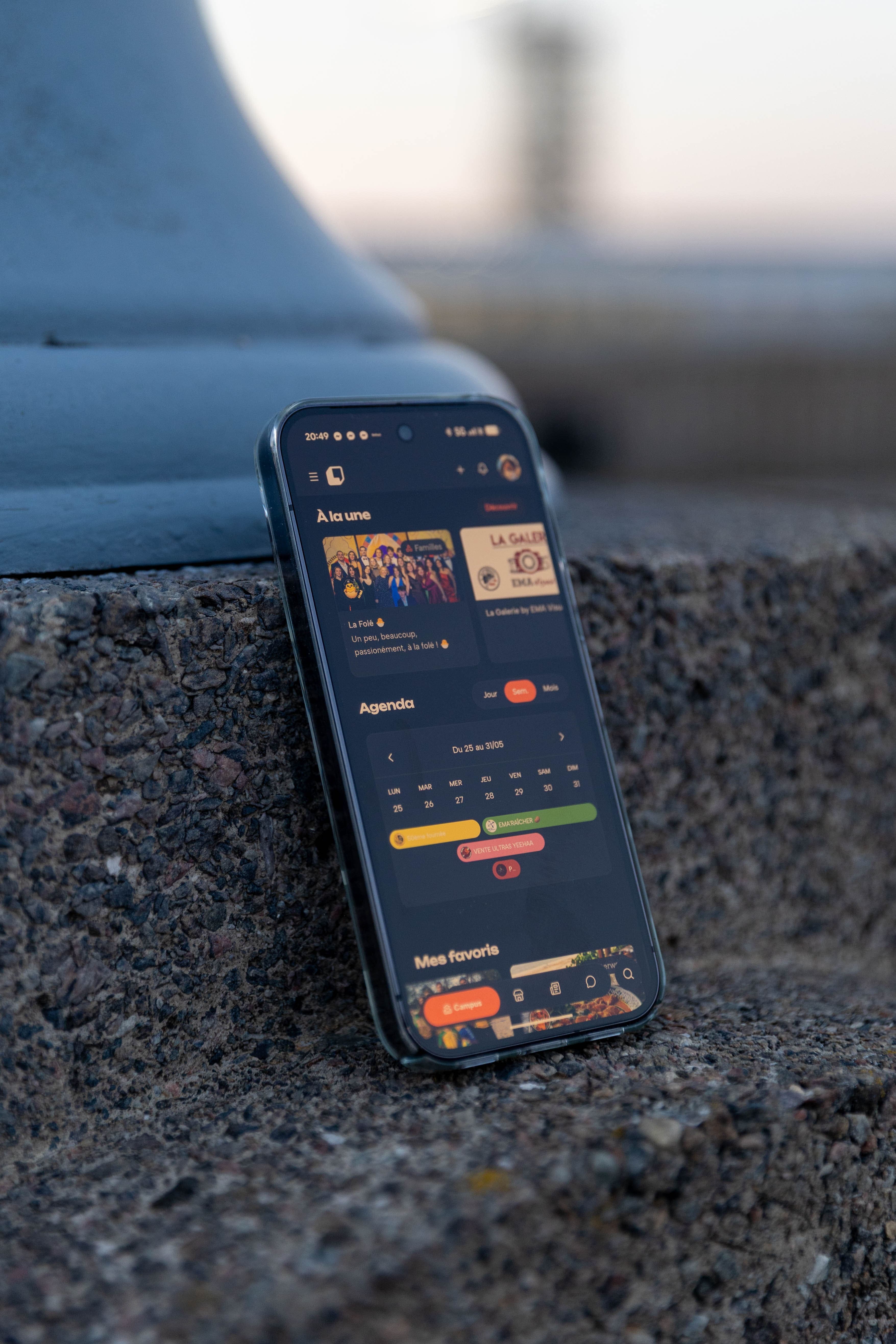 Accueil d’un campus dans l’application Komi